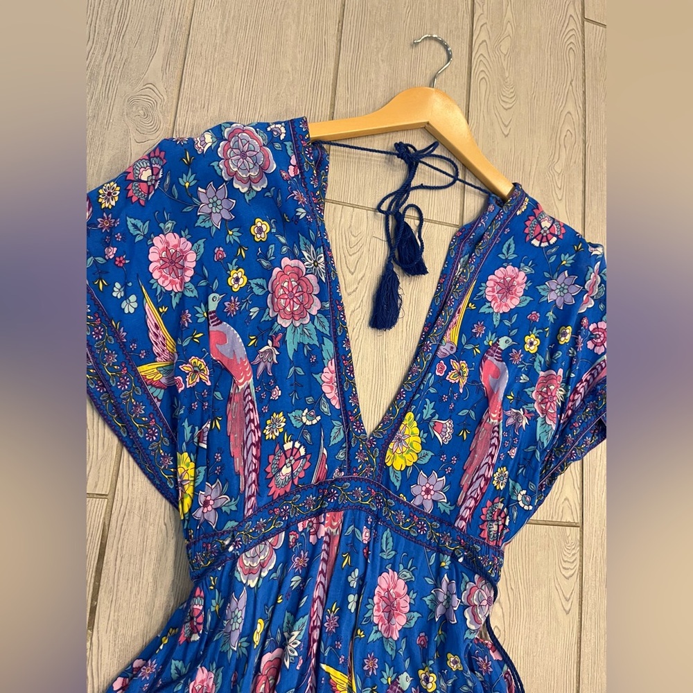 R. Vivomos Deepv Blue Floral Boho Maxi Dress - Picture 4 of 12